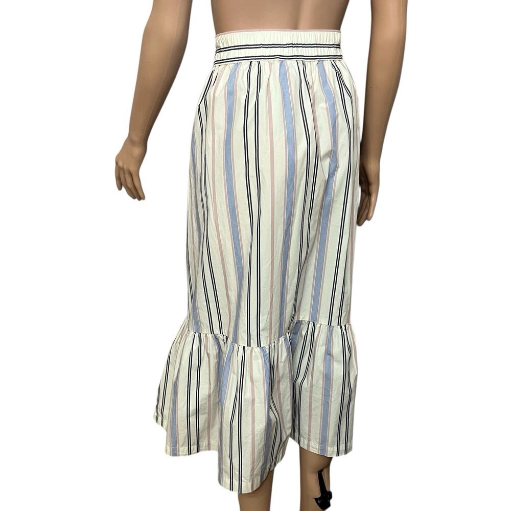 A New Day Striped Poplin Midi Skirt XXL Tiered Colorful Preppy Casual Pull On - Picture 4 of 10